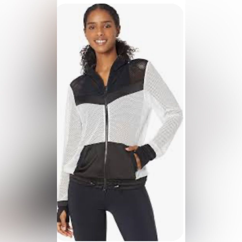 Blank Noir mesh windbreaker jacket with black ‘silky’ cuffs and pockets XS